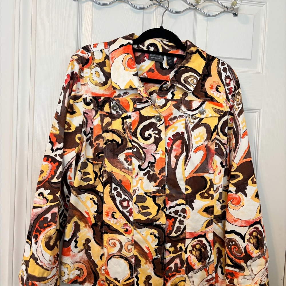 Chico's Multicolor Abstract Jean Jacket